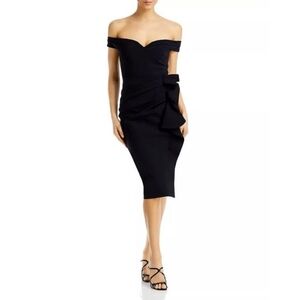 Chiara Boni Womens Radoslava Black Knee-Length Cocktail Party Dress NWT Sz 12